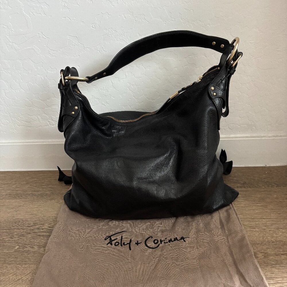 Foley & Corinna Equestrian Hobo Shoulder Bag - Black